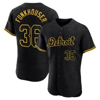 Men's Authentic Black Kyle Funkhouser Detroit Tigers Snake Skin City Jersey