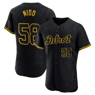 Men's Authentic Black Tomas Nido Detroit Tigers Snake Skin City Jersey