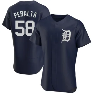 Men's Authentic Navy Wily Peralta Detroit Tigers Alternate Jersey