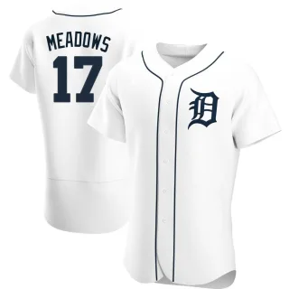 Men's Authentic White Austin Meadows Detroit Tigers Home Jersey