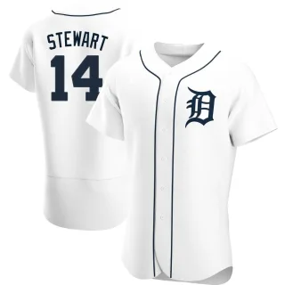 Men's Authentic White Christin Stewart Detroit Tigers Home Jersey