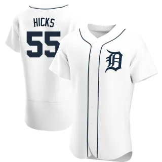 Men's Authentic White John Hicks Detroit Tigers Home Jersey