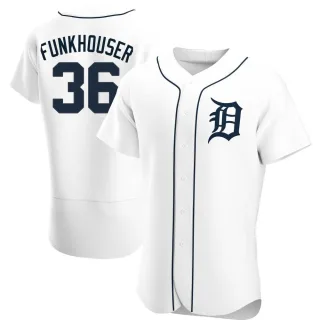 Men's Authentic White Kyle Funkhouser Detroit Tigers Home Jersey