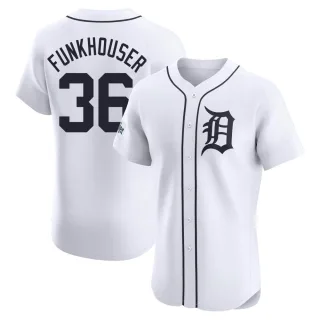 Men's Elite White Kyle Funkhouser Detroit Tigers Home Patch Jersey