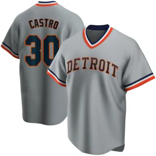 Men's Gray Harold Castro Detroit Tigers Road Cooperstown Collection Jersey