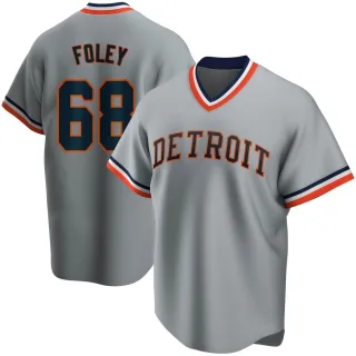 Men's Gray Jason Foley Detroit Tigers Road Cooperstown Collection Jersey