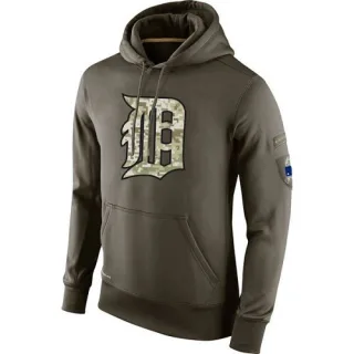 Men's Olive Detroit Tigers Salute To Service KO Performance Hoodie