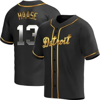 Men's Replica Black Golden Eric Haase Detroit Tigers Alternate Jersey
