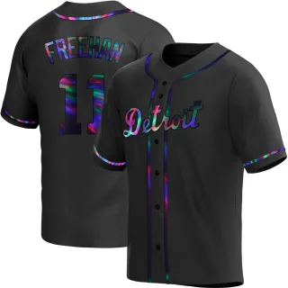 Men's Replica Black Holographic Bill Freehan Detroit Tigers Alternate Jersey