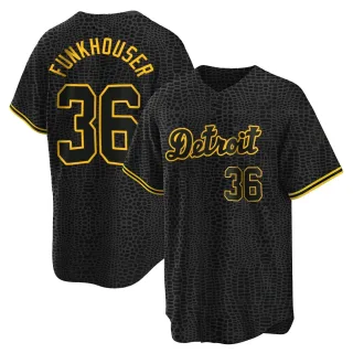 Men's Replica Black Kyle Funkhouser Detroit Tigers Snake Skin City Jersey