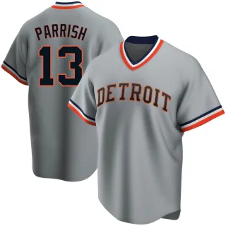 Men's Replica Gray Lance Parrish Detroit Tigers Road Cooperstown Collection Jersey