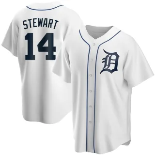 Men's Replica White Christin Stewart Detroit Tigers Home Jersey