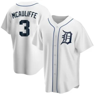 Men's Replica White Dick Mcauliffe Detroit Tigers Home Jersey
