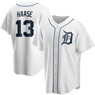 Men's Replica White Eric Haase Detroit Tigers Home Jersey