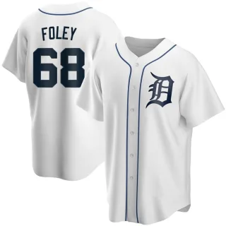 Men's Replica White Jason Foley Detroit Tigers Home Jersey