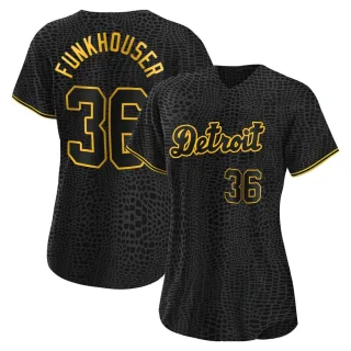 Women's Authentic Black Kyle Funkhouser Detroit Tigers Snake Skin City Jersey