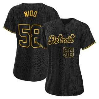 Women's Authentic Black Tomas Nido Detroit Tigers Snake Skin City Jersey