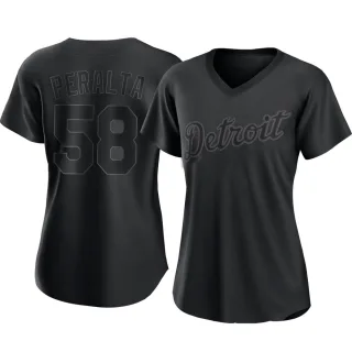 Women's Authentic Black Wily Peralta Detroit Tigers Pitch Fashion Jersey