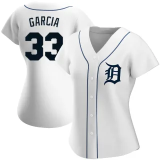 Women's Authentic White Bryan Garcia Detroit Tigers Home Jersey