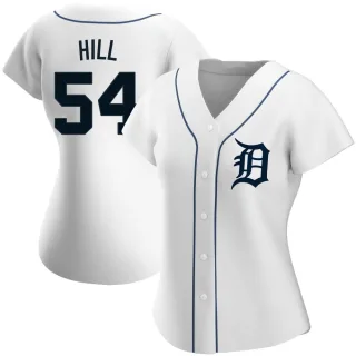 Women's Authentic White Derek Hill Detroit Tigers Home Jersey
