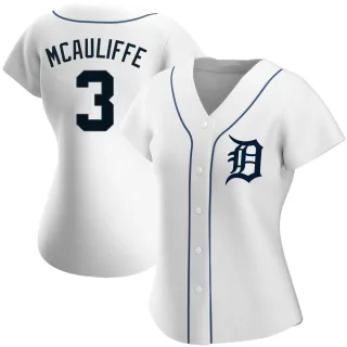 Women's Authentic White Dick Mcauliffe Detroit Tigers Home Jersey