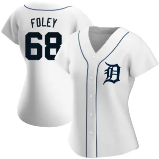 Women's Authentic White Jason Foley Detroit Tigers Home Jersey