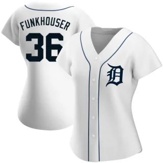 Women's Authentic White Kyle Funkhouser Detroit Tigers Home Jersey