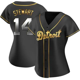 Women's Replica Black Golden Christin Stewart Detroit Tigers Alternate Jersey