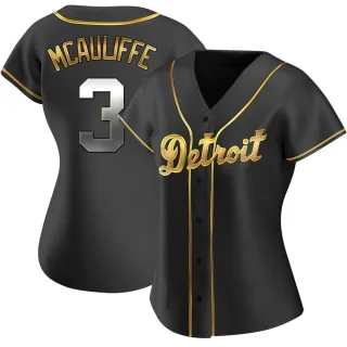 Women's Replica Black Golden Dick Mcauliffe Detroit Tigers Alternate Jersey