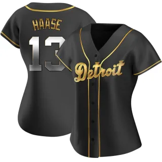 Women's Replica Black Golden Eric Haase Detroit Tigers Alternate Jersey