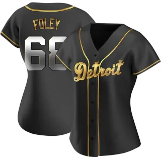 Women's Replica Black Golden Jason Foley Detroit Tigers Alternate Jersey