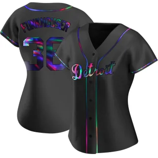 Women's Replica Black Holographic Kyle Funkhouser Detroit Tigers Alternate Jersey