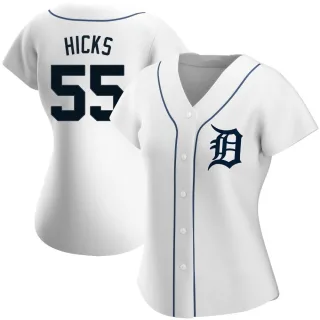 Women's Replica White John Hicks Detroit Tigers Home Jersey