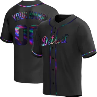 Youth Replica Black Holographic Custom Detroit Tigers Alternate Jersey