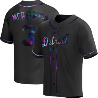 Youth Replica Black Holographic Dick Mcauliffe Detroit Tigers Alternate Jersey