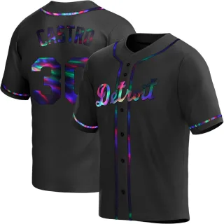 Youth Replica Black Holographic Harold Castro Detroit Tigers Alternate Jersey