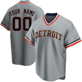 Youth Replica Gray Custom Detroit Tigers Road Cooperstown Collection Jersey