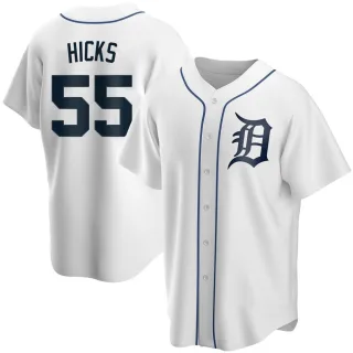 Youth Replica White John Hicks Detroit Tigers Home Jersey